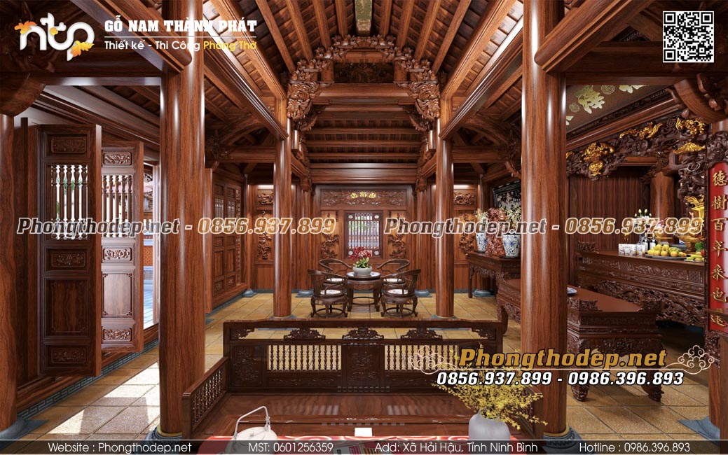 Vách thuận nhà gỗ 3 gian